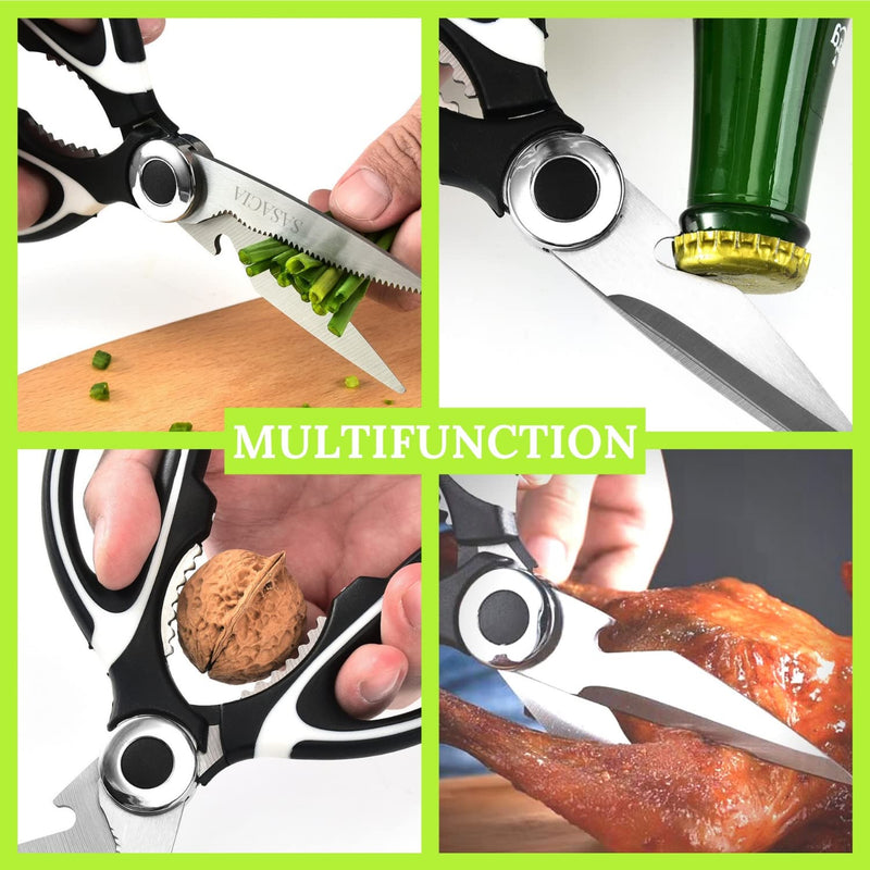 SASACIA 5-Blade Herb Scissors & Kitchen Shears with Fruit Peeler - Complete Set for Fresh Herbs, Meat, Vegetables & Fruit - Easy to Clean, Heavy Duty, Stainless Steel. Black and Green - BeesActive Australia