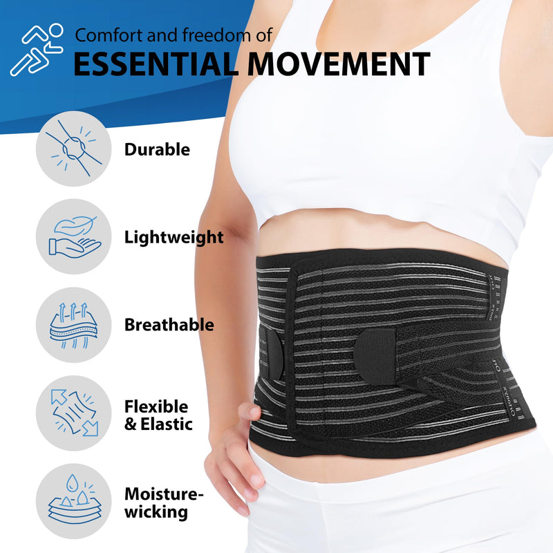 ORTONYX Back Brace for Lower Back Pain, Back Support Belt for Women & Men, Breathable Lower Back Brace with Lumbar Pad, Lower Back Pain Relief for Herniated Disc, Scoliosis, Sciatica/Black L-XXL L-XXL (40"-47.5") Black - BeesActive Australia