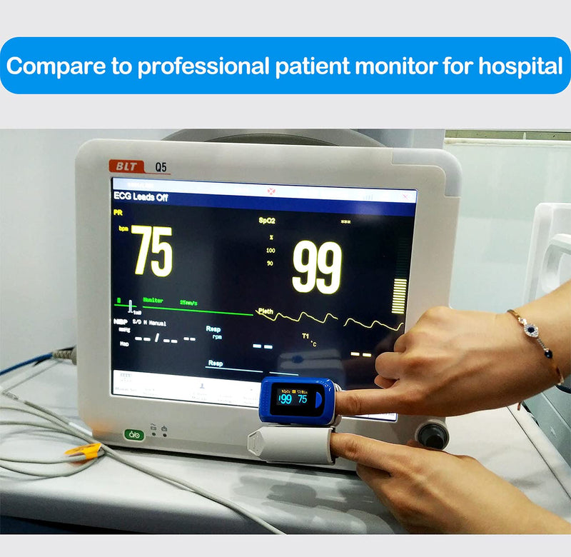 BLT M70CB Fingertip Pulse Oximeter, SpO2 Blood Oxygen Level Saturation Sats Monitor for Adults Meets Medical Standard UK Guidance, Finger Pulse Oximeter CE Approved, Meet NHS Requirement, No Bluetooth Blue - BeesActive Australia