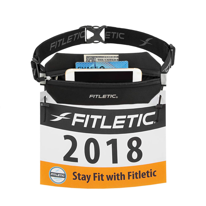 [AUSTRALIA] - Fitletic Neo Race Belt | Unique No Bounce Design for Marathon, Triathlon, Trail, 5k, 10k | Single Pounch N01R Neo Black 