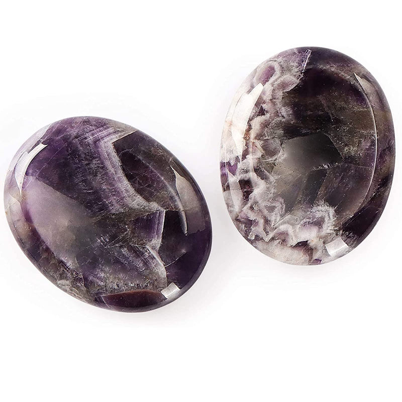 Artistone 2" Amethyst Crystals Worry Stone Carved Natural Polished Reiki Healing Bulk Thumb Chakra Stones for Anxiety Meditation Home Decor(Gift Box) - BeesActive Australia