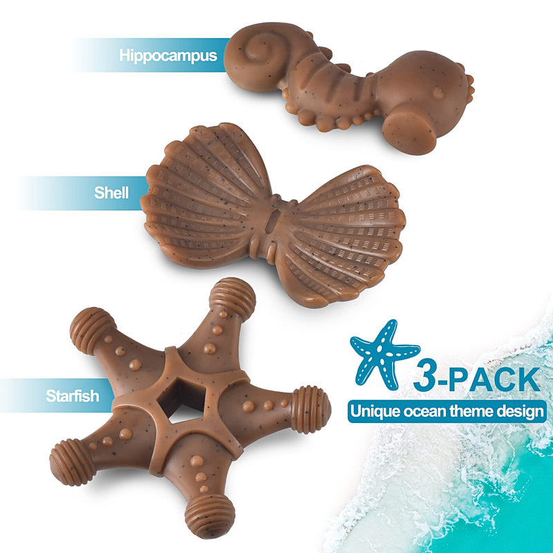 3-Pack Durable Dog Chew Toys for Aggressive Chewers Medium Small Breed, Real Beef Flavors, Tough Dog Toys for Puppy Small and Medium Dog Teeth Cleaning, Pet Toy with Durable Nylon - BeesActive Australia