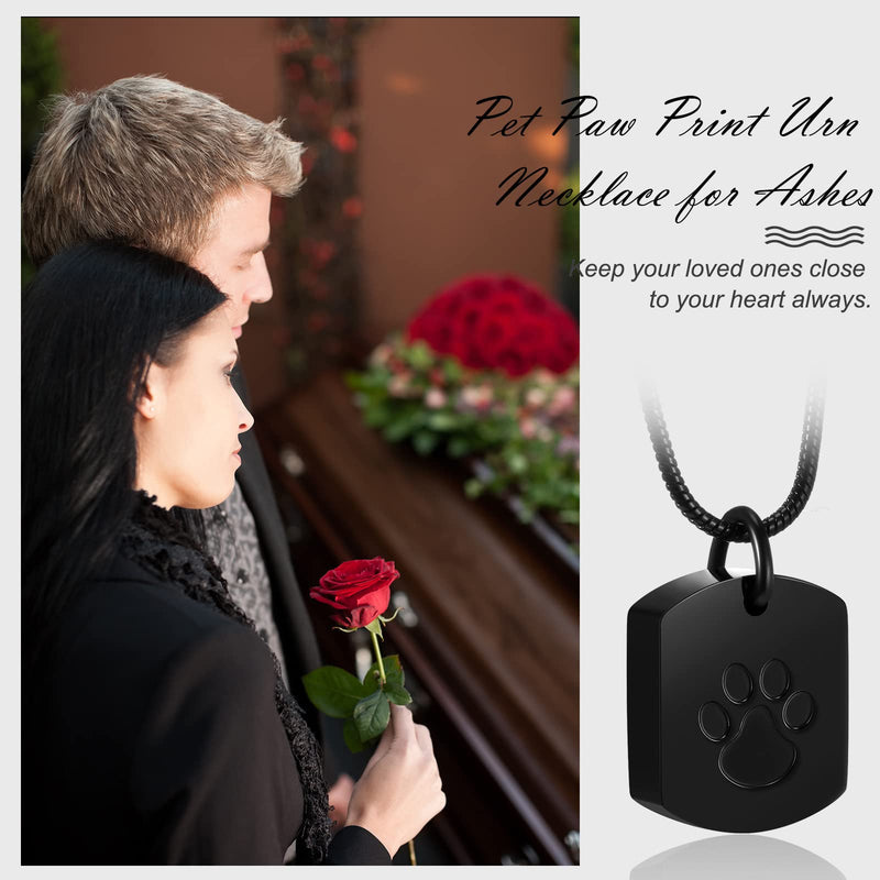 3 Pcs Pet Cremation Jewelry Urn Necklace Memorial Ashes Necklace for Women Men Keepsake Pendant Pet Necklace Paw Print Necklace for Pet Cat Dog Ashes with Filling Kit - BeesActive Australia