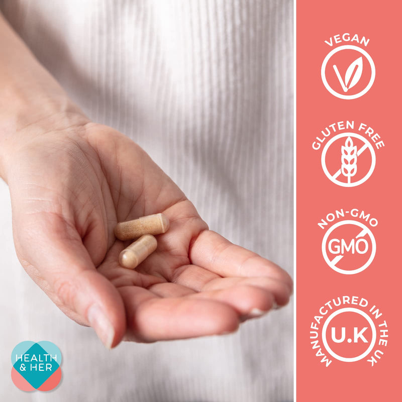 Health & Her Premenstrual Supplements for Women - PMS Support for Menstrual Wellbeing - Supports Hormone Regulation, Energy, Nervous System, Cognitive Function & Immune System (1 Month- 60 Tablets) 60 Count (Pack of 1) - BeesActive Australia