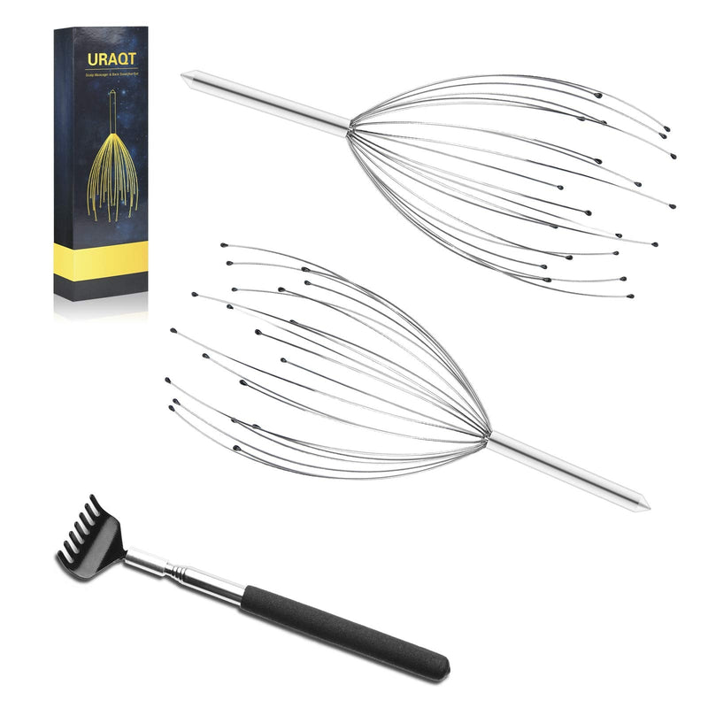 URAQT Head Massager Scalp Massage Scratcher Set 3 Pack, 20 Prongs Head Scratcher and Back Scratchers, Portable Tingler Massage for Deep Relaxation, Hair Stimulation and Body Stress Relax - BeesActive Australia