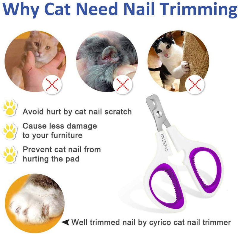 OneCut Pet Nail Clippers, Update Version Cat & Kitten Claw Nail Clippers for Trimming, Professional Pet Nail Clippers Best for a Cat, Puppy,Rabbit, Kitten & Small Dog,Sharp & Safe Purple - BeesActive Australia