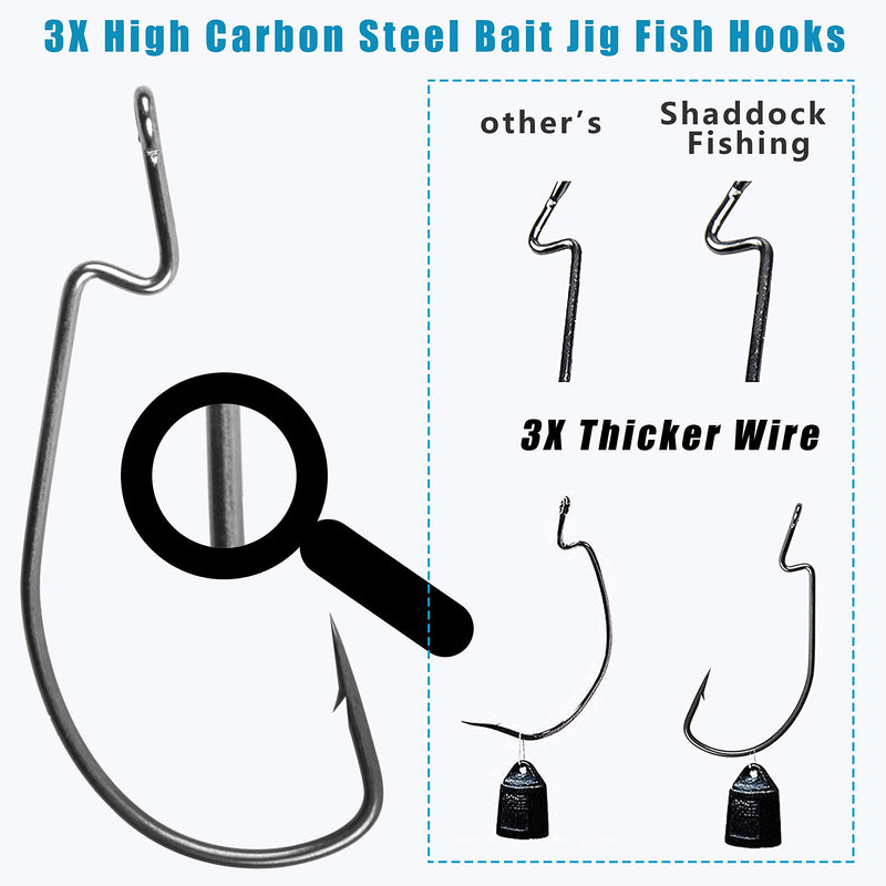 Offset Bass Fishing Hooks, 100pcs Wide Gap Worm Hooks 3X High Carbon Steel Bait Jig Fish Hooks for Bass Trout Saltwater Freshwater 100pcs-3/0 - BeesActive Australia