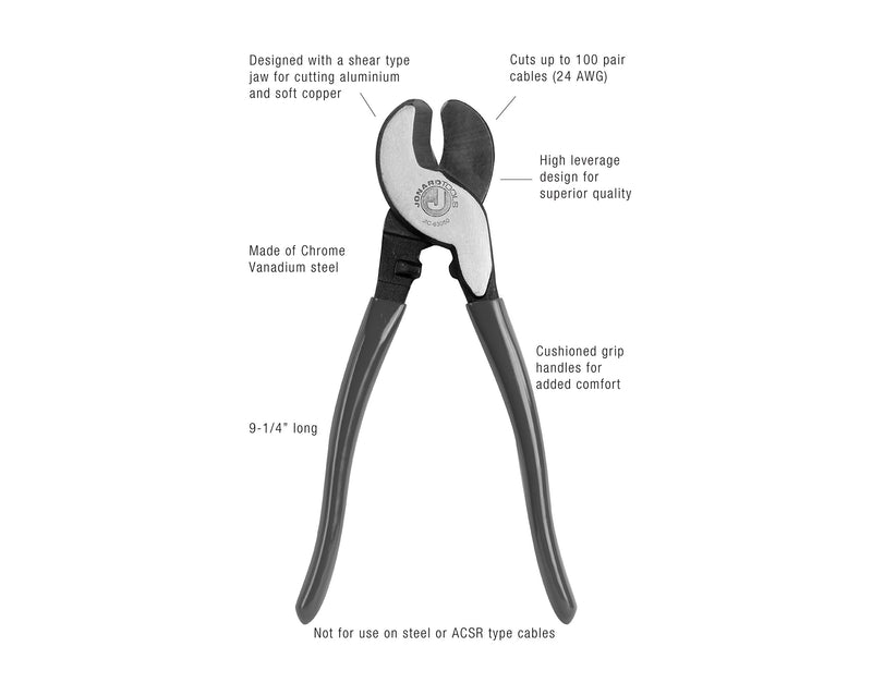 Jonard JIC-63050 High Leverage Cable Cutter with Red Handle, 9-1/4" Length Plier-Style - BeesActive Australia