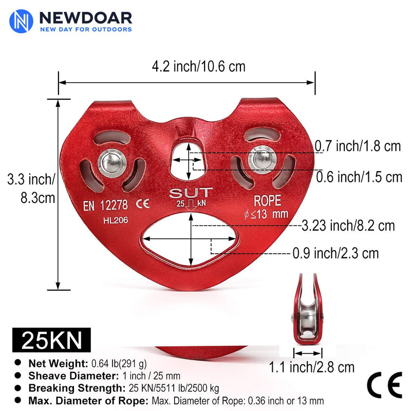 NewDoar CE Certified 25/28KN Tandem Double Speed Pulley/Trolley for Climbing, Rescue Lifting Stainless Steel 25KN - BeesActive Australia