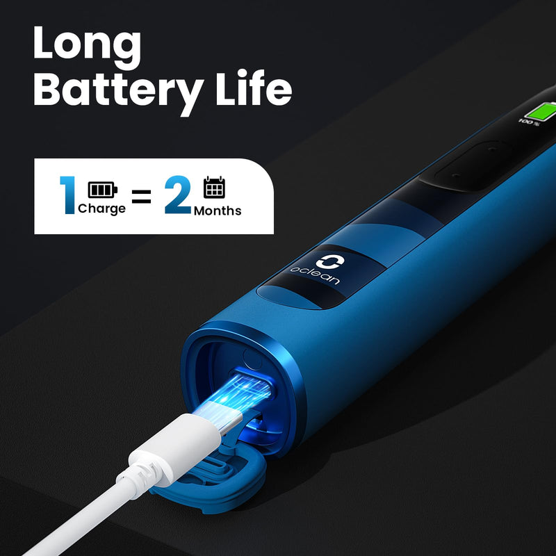 Oclean X10, Smart Sonic Electric Toothbrush, 5 Brushing Modes, 3h-Quick Charge for 60 Days, 2 Min Timer & Pressure Sensor, IPX7 – Blue - BeesActive Australia