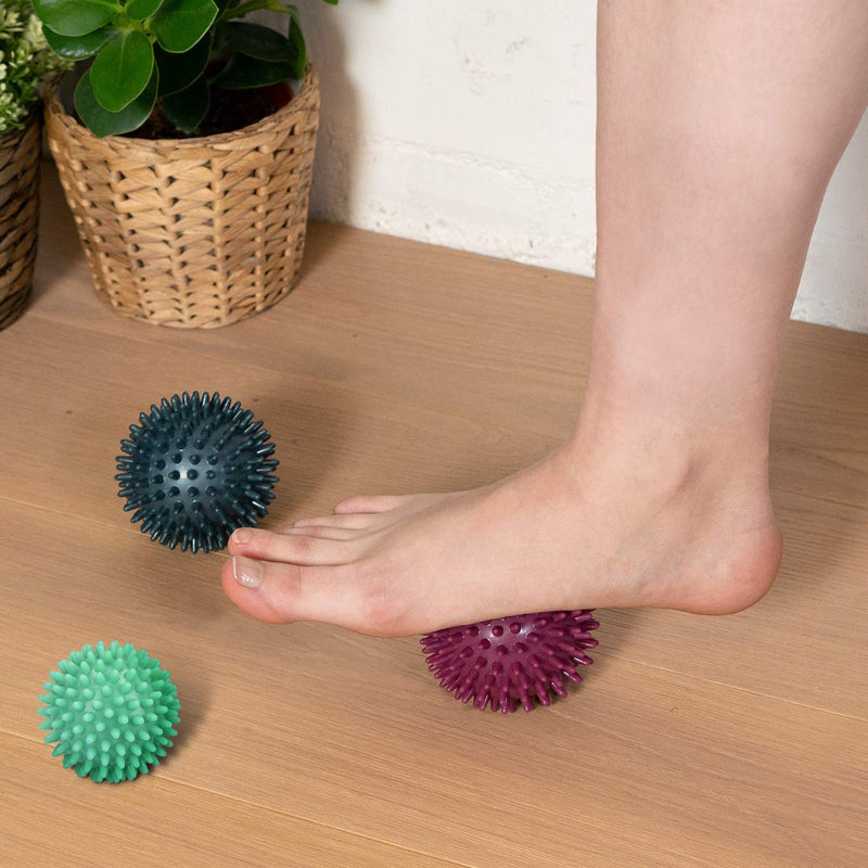 Navaris Spiky Massage Balls - Set of 3 - Hedgehog Balls for Self Massage - 2X Medium-Hard & 1x Harder Ball - Bumpy Massager Balls - � 6cm, 7cm, 8cm - BeesActive Australia