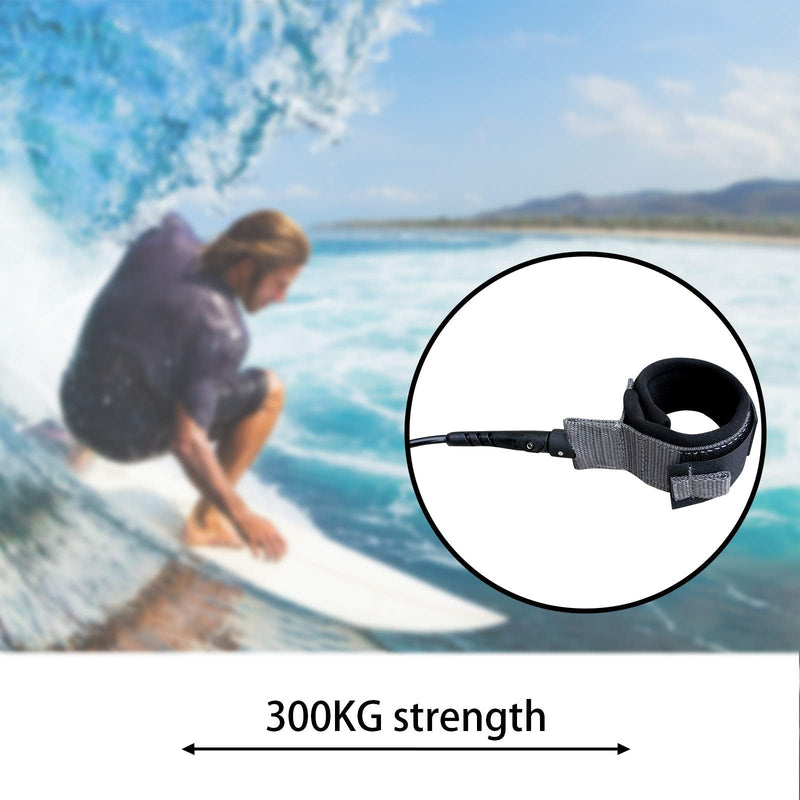 Rokia R Surfboard Leash-Straight Leash for Shortboard,Surfboard & Paddleboard 5mm Replacement 6/7/8/9 Foot| Black and Blue 6FT - BeesActive Australia
