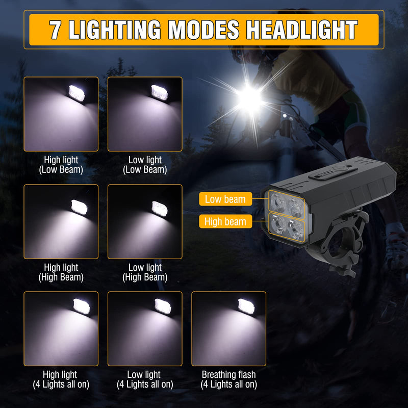 Satino L11 LED Bike Lights for Night Riding - 800LM 4 Light 7 Modes USB Rechargeable Bicycle Front Headlight - BeesActive Australia