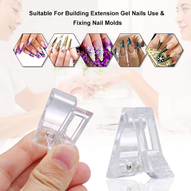 5Pcs Nail Tips Clip for Quick Building,Plastic Transparent Finger Extension UV LED Builder Nail Gel Clear Nail Extension Form Tips - BeesActive Australia