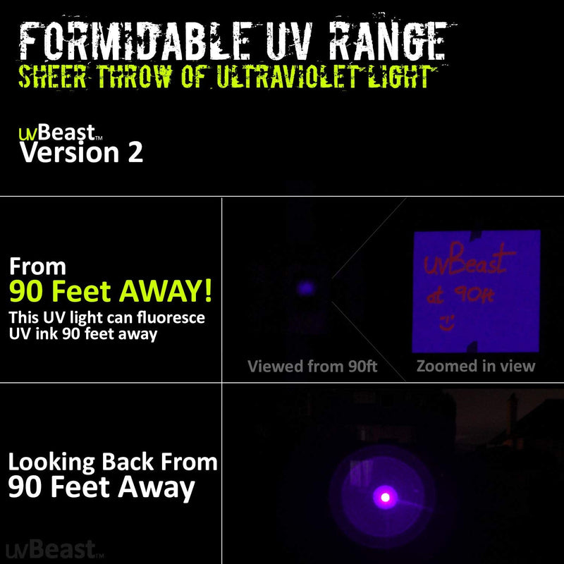 uvBeast V2 - Black Light UV Flashlight with HIGH DEFINITION with Flood Effect 385-395nm UV Best for Commercial/Domestic Use Works Even in Ambient Light – USA Stock – UK Design - BeesActive Australia