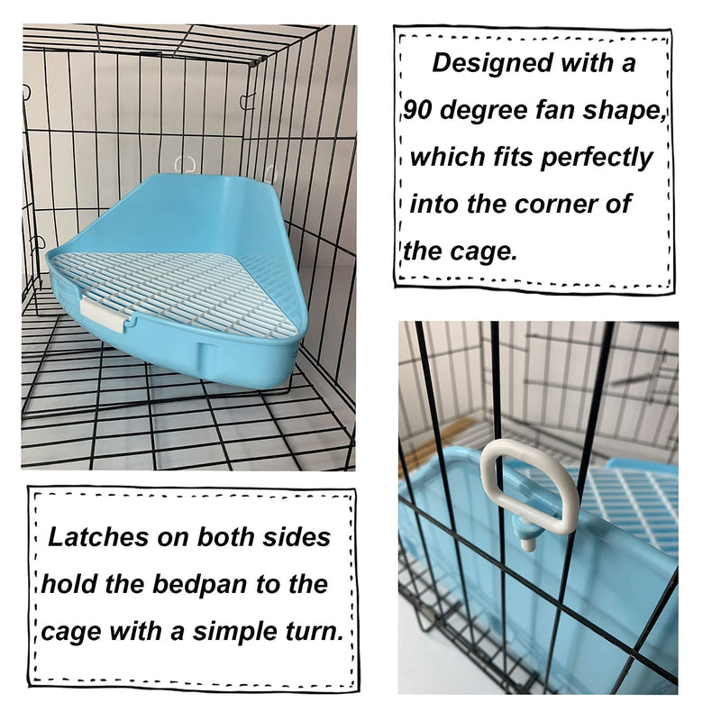 kathson Large Triangle Rabbit Corner Litter Box Bunny Toilet Pet Potty Trainer Guinea Pig Litter Bedding Pan for Adult Rabbits,Chinchillas, Guinea Pigs, Ferrets Blue - BeesActive Australia