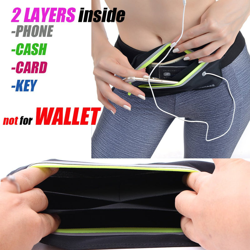 USHAKE Slim Running Belt, Ultra Light Bounce Free Waist Pouch Fitness Workout Belt Sport Waist Pack Exercise Waist Bag for Apple iPhone 8 X 7 6+ 5s Samsung in Running Gym Marathon Cycling(04BK) Black04 - BeesActive Australia