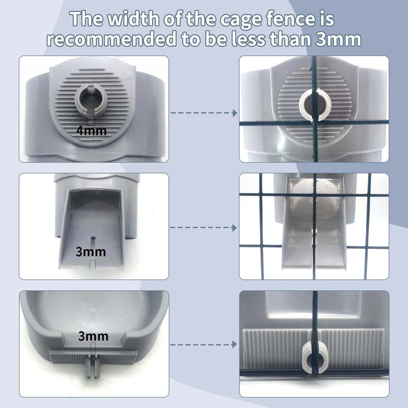 Tfwadmx Rabbit Hanging Auto Food Water Dispenser Pet Cage Suspended Food Water Bowl Chinchilla Gravity Detachable Feeder Waterer Set for Puppy Kitten Bunny Ferrets Guinea Pig Water + Food Dispenser gray - BeesActive Australia
