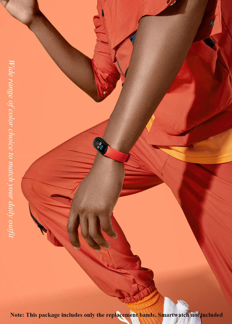 (4/5/8 PACK) Xiaomi Mi 5 & Mi 6 Strap/Amazfit Band 5 Replacement Bands for Mi Band 5 & Mi 6 SmartWatch Bands & Amazfit Band 5, Skin-Friendly Soft & Flexible Silicone Straps for Male and Female Gray/Lemon Green/Orange/Purple - BeesActive Australia