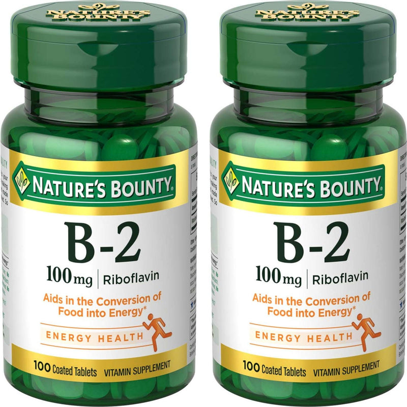 Nature's Bounty Vitamin B-2 100 mg, 100 Coated Tablets (Pack of 2) - BeesActive Australia