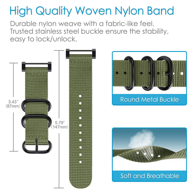 Fintie Watch Band Compatible with Suunto Core, Premium Woven Nylon Replacement Sport Strap with Metal Buckle Compatible with Suunto Core Smart Watch Olive - BeesActive Australia