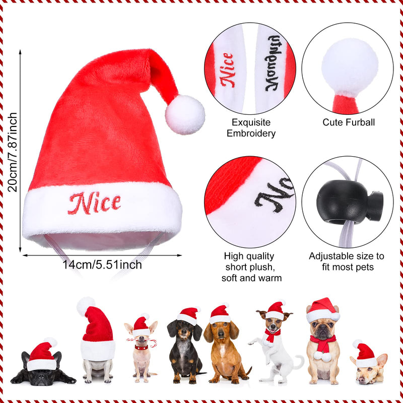 2 Pieces Dog Santa Hat Cute Cat Christmas Hats Adjustable PET Costumes for Christmas Cats Dogs Pets Outfit Supplies (2 Pcs) - BeesActive Australia