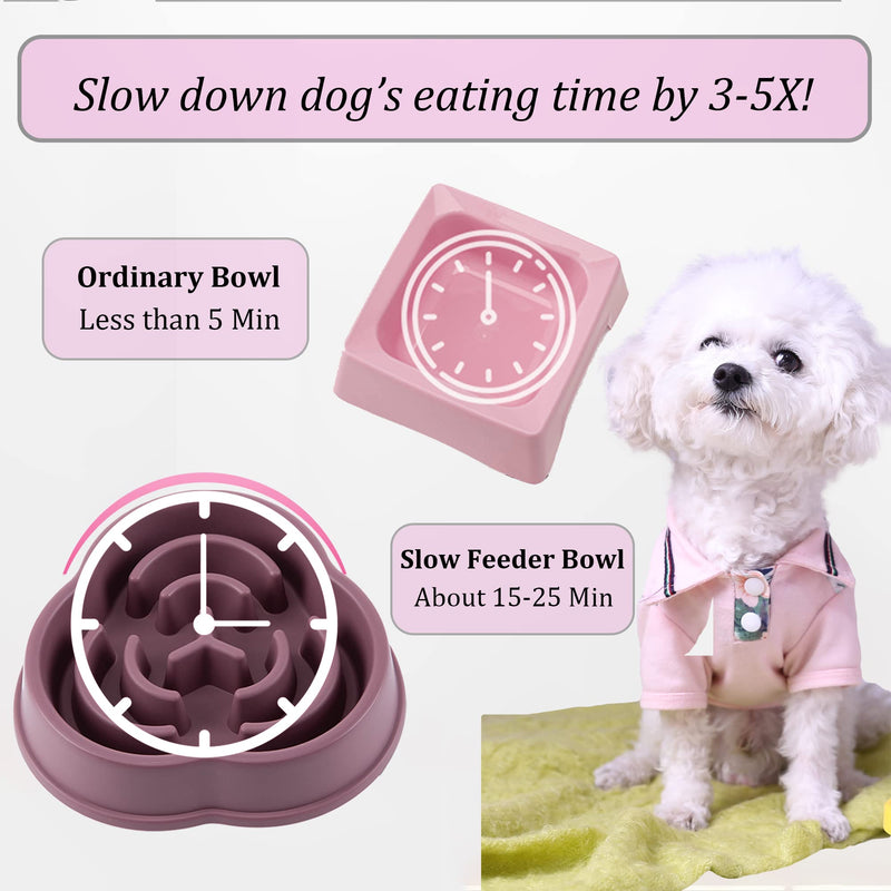 Slow Feeder Dog Bowl for Small Medium Dogs Non Slip Slow Eating Dog Bowl Anti Choking Food Bowls Maze Puzzle Anti-Overeating Feeding Puppy Bowls (2 Pack) Purple+Green - BeesActive Australia