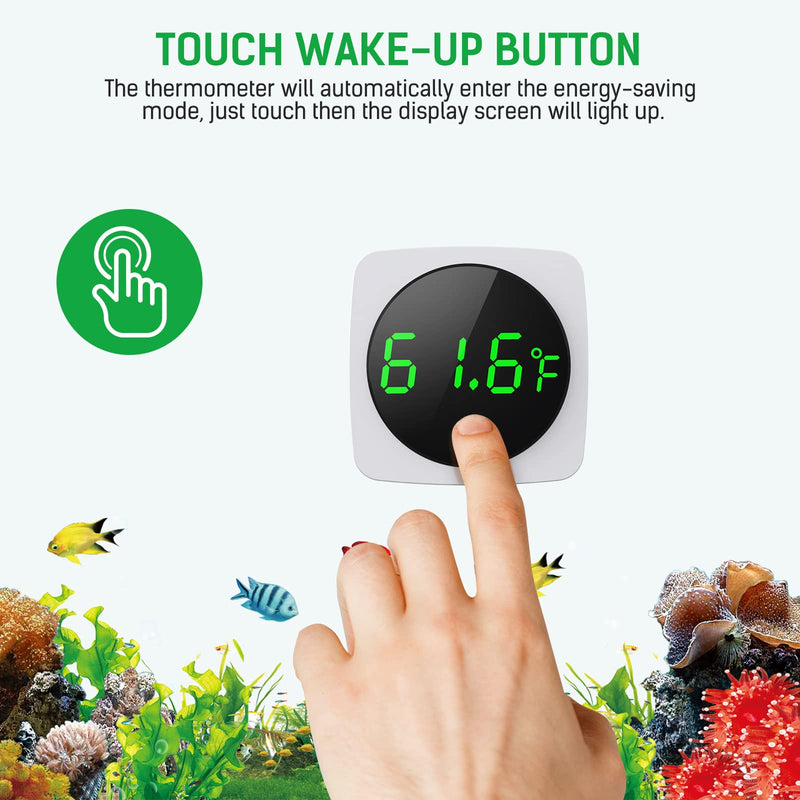 Digital Aquarium Thermometer, PAIZOO LED Display Thermometer for Aquarium Fish Tank, High Accurate to ±0.9°F, Touch & Sleep Mode, Thermometer with Temperature Sensor, 2Pcs(Green & White)) - BeesActive Australia