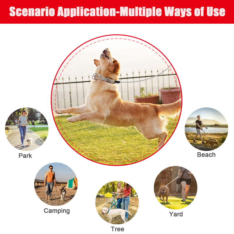 jenico Dog Tie Out Cable - 15 FT Dog Runner Cable with Swivel Hook, Dog Leash Run Tether for Yard Outdoor and Camping, Rust- Proof Training Line for Small to Medium Pets Up to 500 LBS 15FT Silver - BeesActive Australia