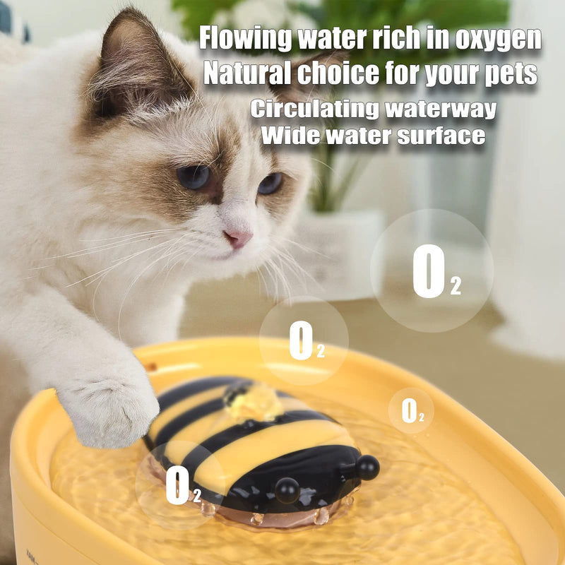 GLADELE Pet Water Fountain 2L/67oz Cute Cat Drinking Water Dispenser Ultra Quiet USB Automatic Dog Water Bowl with Filter LED Light Bee Yellow Bee-Yellow - BeesActive Australia