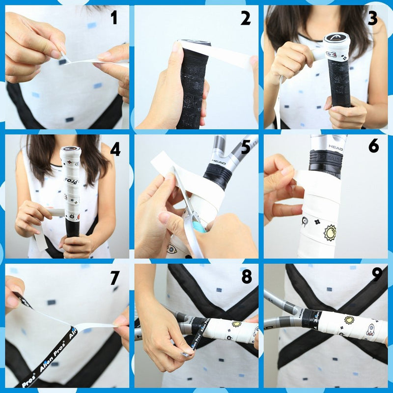 ALIEN PROS Tennis Racket Grip Tape - Precut and Dry Feel Tennis Grip - Tennis Overgrip Grip Tape Tennis Racket - Wrap Your Racquet for High Performance 6-Pack Black - BeesActive Australia