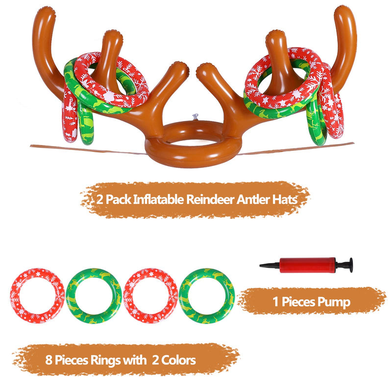 [AUSTRALIA] - MGparty Christmas Inflatable Reindeer Antler Toss Game for Xmas Kids Teens Party Favors Supplies Outdoor Indoor Ring Toss Game 
