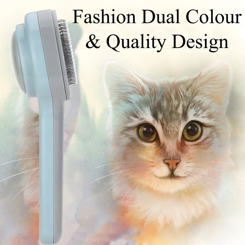 Cat Grooming Brush, Self Cleaning Dog Brushes Pets Comb Brush Tool for Shedding Cat Slicker Brush Gently Removes Loose Undercoat, Tangled Mats Hair Pet Brush for Long and Short haired Dogs Cats - BeesActive Australia