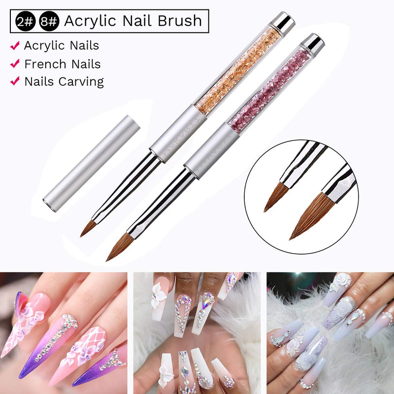 Makartt 6pcs Poly Nail Extension Gel Brush Acrylic Nail Brush Set 3D Gel Nail Art Brush Pen Set with Roll Up Bag Q-10 - BeesActive Australia