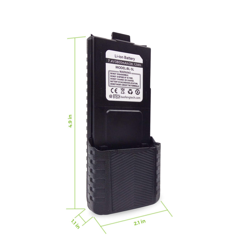 [AUSTRALIA] - BaoFeng, BTECH BL-5L 3800mAh Li-ion Battery Pack, High Capacity Extended Battery for UV-5X3, BF-F8HP, and UV-5R Radios (BL-5 BaoFeng Battery Series) BL-5L Extended Li-ion Battery Pack Standard Packaging 