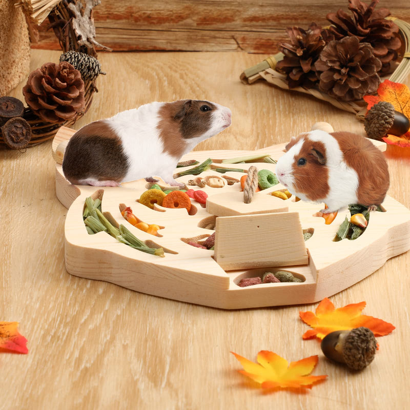 Sieral Wooden Enrichment Foraging Toy for Small Pet 7.7''x 7.1'' Interactive Hide Treats Puzzle Rabbit Toys Small Animal Toys Mental Stimulation Toys for Guinea Pig Hamster Bunny Rat Chinchilla - BeesActive Australia