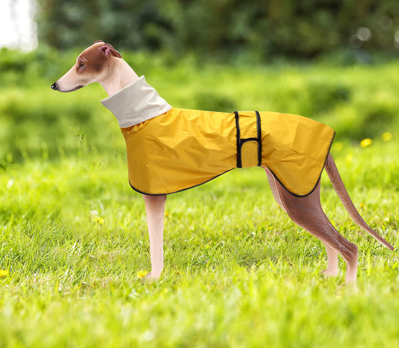 Dog Raincoat with Reflective Bar, Rain/Water Resistant, Adjustable Vest - Dog Raincoats for Greyhounds, Lurchers and Whippets 0608 XX-Large (Back: 28") Yellow - BeesActive Australia