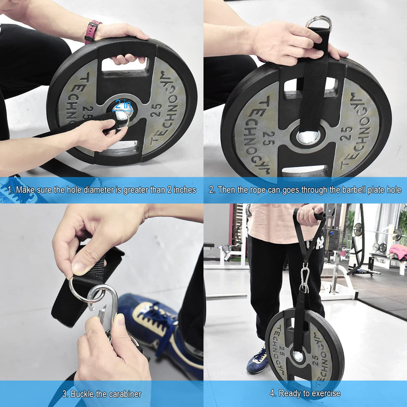 Brebebe Farmer Walk Handles Straps 2 T Bar Row Straps Multifunction Fitness Rope, Heavy Duty T-bar Strap, Dumbbell Strap for Dip Belt, Barbell Strap Rope Handles Strap, Hanging Strap Workout Equipment 2 straps+2 handles - BeesActive Australia