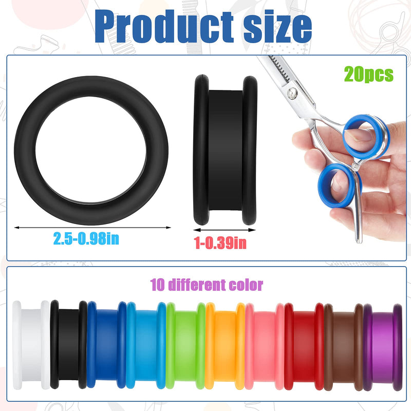 20 Pieces Scissors Finger Rings Silicone Pet Shears Finger Rings rubber finger dog hair scissors for Grooming Scissors Pet Hair Shears - BeesActive Australia
