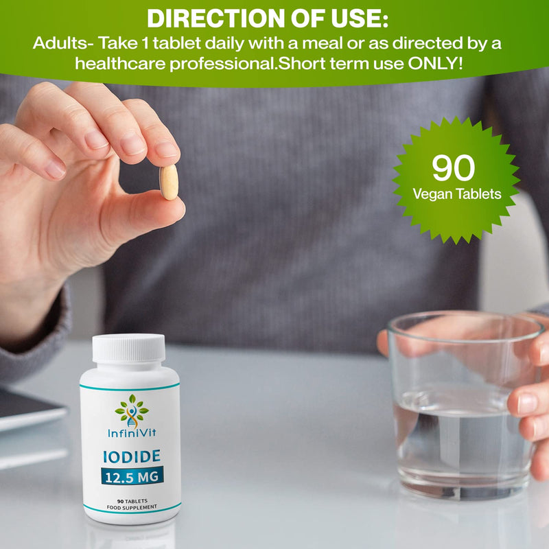 Iodine Tablets 12.5mg, Lugols Iodine Tablets, High Strength Iodine and Potassium Iodide, 90 Vegan Tablets, GMO and Gluten Free - BeesActive Australia