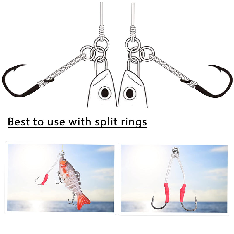 Easy Catch 50 Pack Fishing Assist Hooks 420 Stainless Steel Jigging Assist Fishing Hooks with PE Line 4/0-50PACK - BeesActive Australia