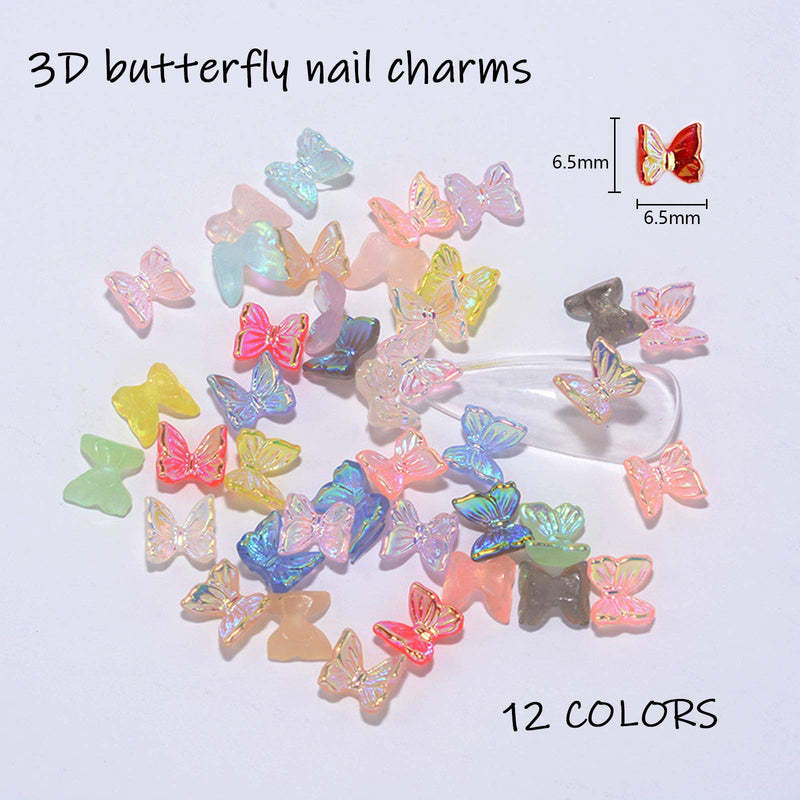 96pcs 3D Acrylic Bear Nail Charms, 3D Butterfly Nail Charms, Colorful 3D Cute Bear Butterflies Resin Charm for Nail Art Designs 2021 Nail Decoration DIY Crafting Accessories(48pcs+48pcs) - BeesActive Australia