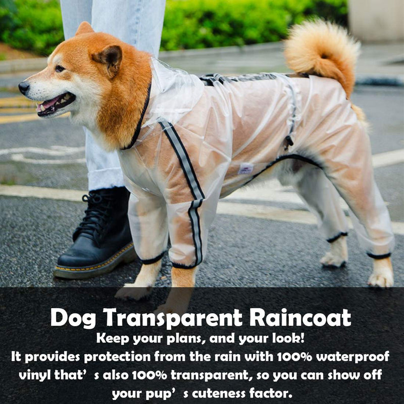 PTESYARDS Dog Raincoats Waterproof Dog Hooded Rain Jacket Poncho with Reflective Strip, Transparent Adjustable Pet Slicker with Harness Hole Small - BeesActive Australia