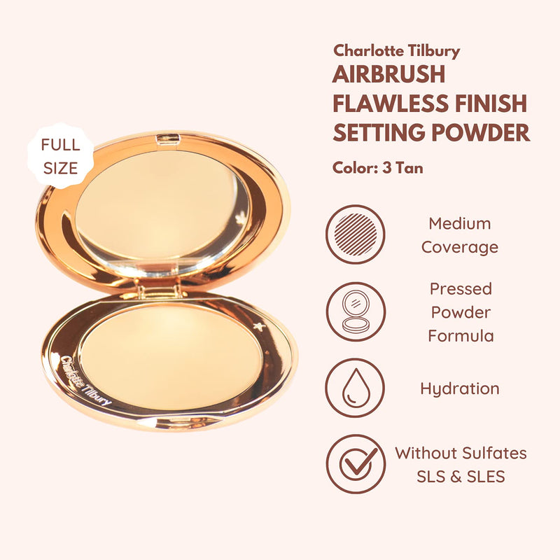 Charlotte Tilbury Airbrush Flawless Finish Complexion Perfecting Finishing Micro Powder 3 TAN Full Size - BeesActive Australia