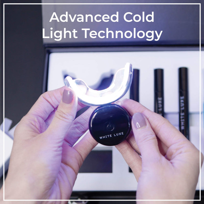 White Luxe Professional Teeth Whitening Kit for Sensitive Teeth with 2 Mode LED Mouthpiece - Peroxide Free & Vegan - Home Teeth Whitening Gift Box - BeesActive Australia