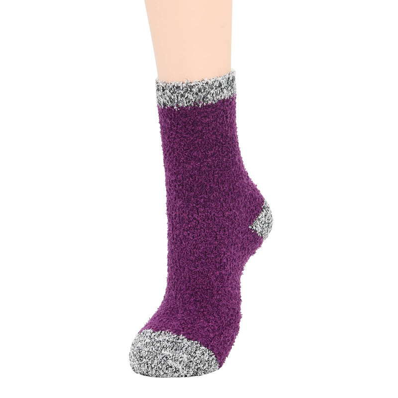 Womens Fuzzy Socks Winter Warm Fluffy Socks Athletic Outdoor Sports Socks 6 Pack Purple - BeesActive Australia
