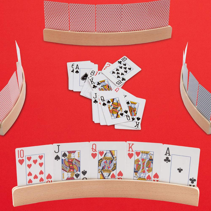 GSE Games & Sports Expert Wooden Playing Card Holders for Kids, Adults and Seniors. Wood Playing Card Tray Racks for Bridge Canasta UNO Card Playing… 12.5-inch, 4-Pack - BeesActive Australia