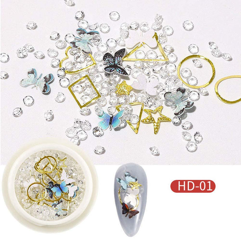 Teabelle 3D Butterfly Nail Art Decorations Diamonds Crystals Rhinestones Gems Resin Metal Butterfly Charms for DIY Nail Craft Jewelry Making - BeesActive Australia