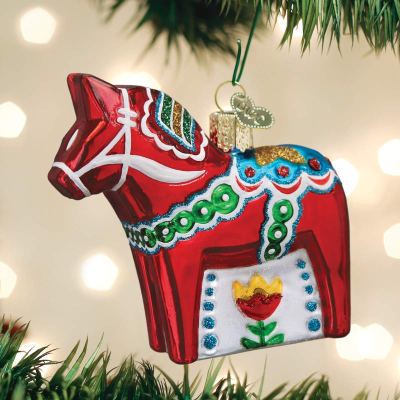 Old World Christmas Swedish Dala Horse Glass Blown Ornaments for Christmas Tree - BeesActive Australia