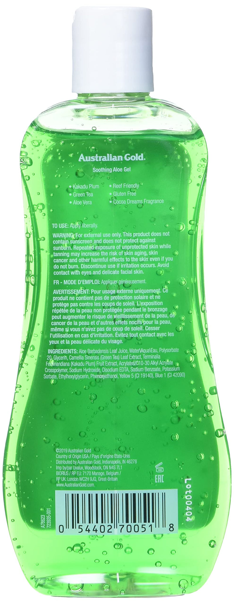 Australian Gold Soothing Aloe Vera After Sun Gel -Relieves Sunburn Pain and Hot & Itchy Skin, Soothing Aloe After Sun Gel, 8 Fl Oz (A70623-1) - BeesActive Australia